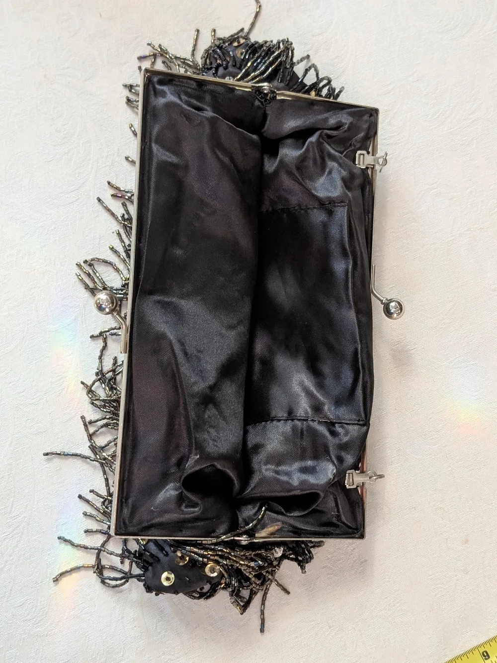 Elegant Black Beaded Fringe Clutch - Designer Style